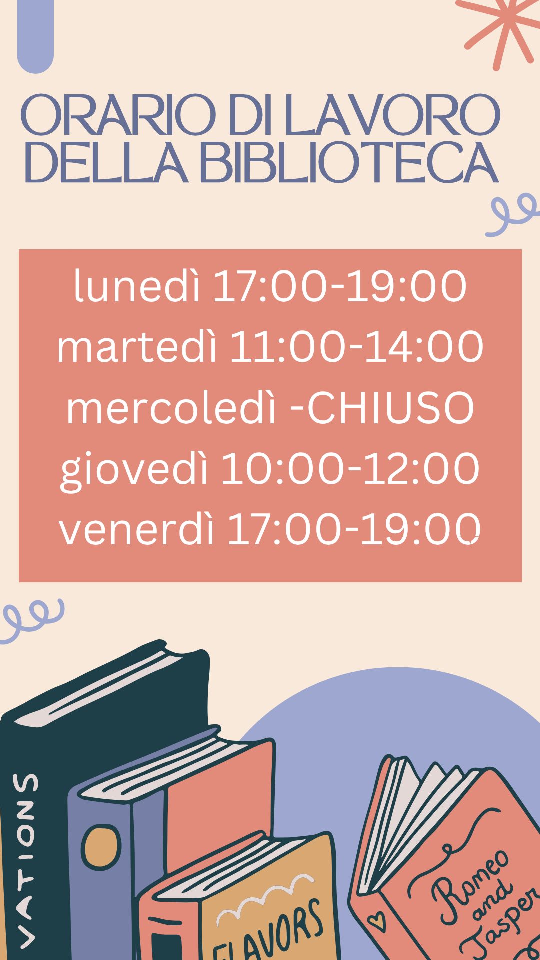 ORARIO DI LAVORO DELLA BIBLIOTECA